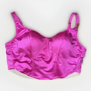 Victoria Secret PINK Longline Bra Medium Hot Pink Back Closure Lightly Lined NWT